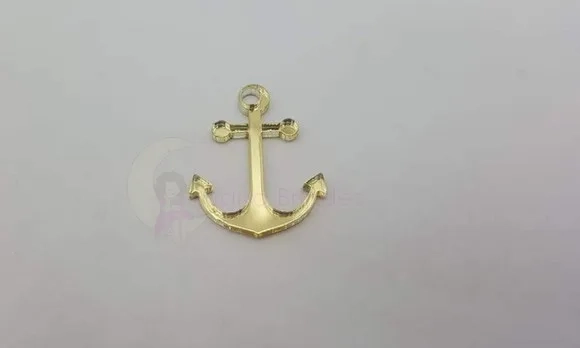 Aplique Âncora Acrílico Espelhado Dourado 2,5cm Pct 10 Unids