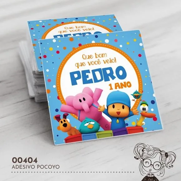 Adesivo Quadrado Pocoyo - 00404