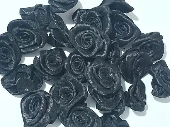 Flor Preta Tecido Poliéster Pacote com 15 Unidades