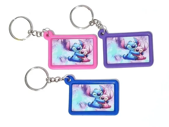 Chaveiro Stitch e Angel Emborrachado com Resina 6 Unidades