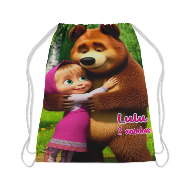 Mochilinha Personalizada para lembrancinhas da Marsha e o Urso