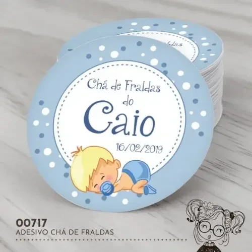 Adesivo Redondo Chá de Fraldas - 00717