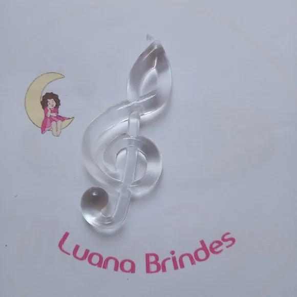 Pingente Nota Musical Transparente Acrilico 7,5cm 5 Unidades