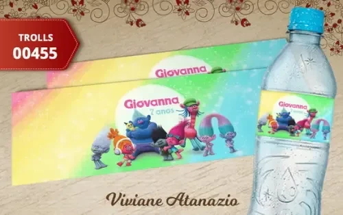 Rótulo Água Trolls - 00455