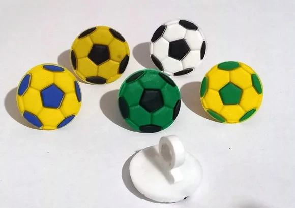 Ponteira P/lápis Bola de Futebol Emborrachado Pct C/6 Peças