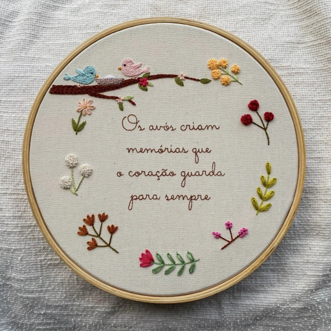 Quadro Bordado para Avós com Frase