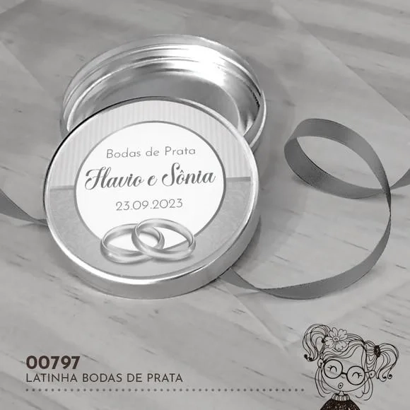 Latinha Adesivada Bodas de Prata - 00797