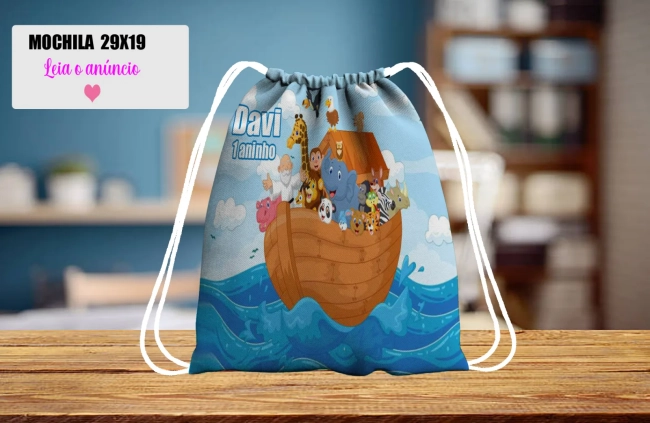 Mochilinha personalizada para lembrancinhas Arca de Noé
