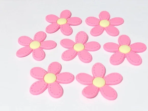 Aplique Flor Rosa 4cm Emborrachado Pacote com 6 Unidades