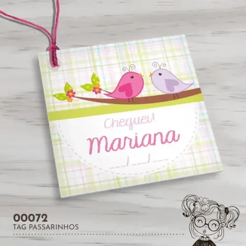 Tag Quadrada Passarinhos - 00072