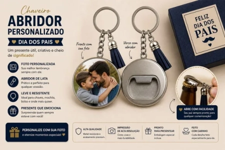 Chaveiro Abridor de Garrafa - Qualquer Tema