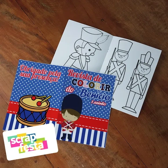Revista Colorir + Giz Cera Soldadinho de Chumbo