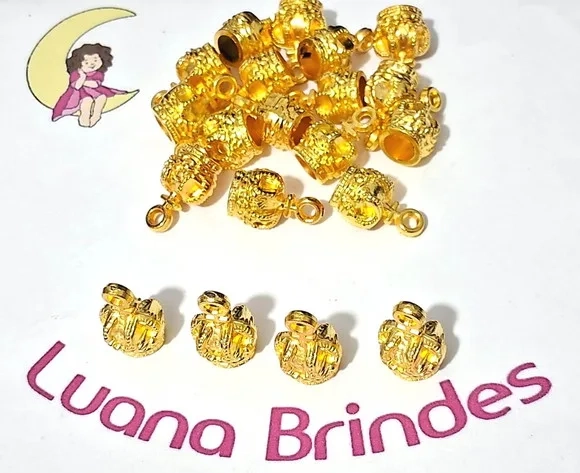Pingente Coroa Dourada Abs 2cm Pacotes C/30 Unidades
