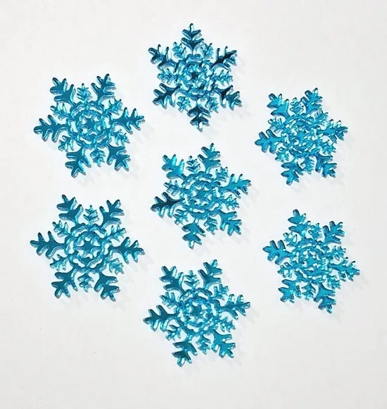 Aplique Floco de Neve Acrílico Espelhado Azul Pct C/10 Peças