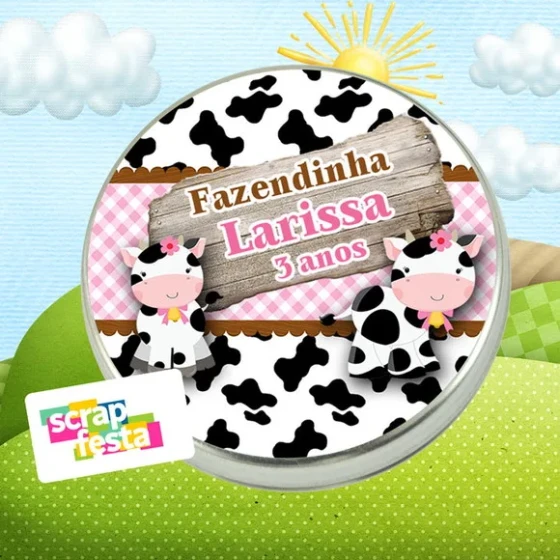 Latinhas Personalizadas Festa Fazendinha Menina Rosa