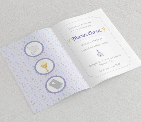 Lembrança Primeira Comunhão Livro De Orações - Cálice Lilás