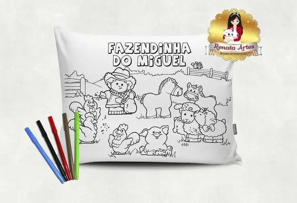 Almofada Pinte e Lave Fazendinha