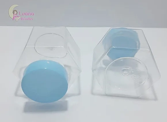 Baleiro Sextavado c/Tampa Azul de plástico - pct c/5 unid