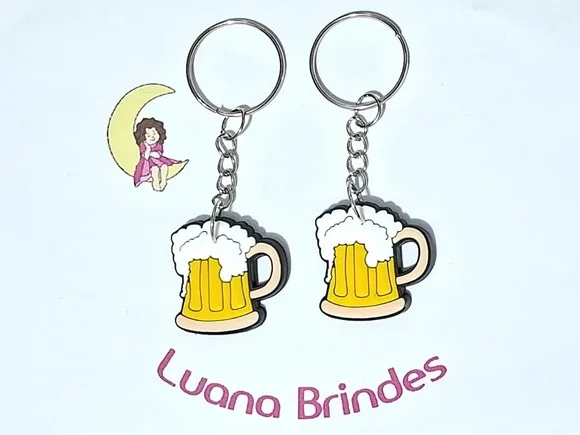 Chaveiro Copo de Chopp Emborrachado Pacote com 6 Unidades