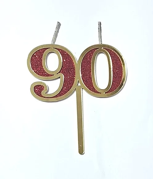 Velas 90 Anos Dourado Acrílico Pavio Magico - 1 Peça