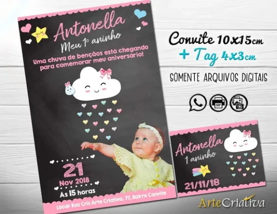 CONVITE DIGITAL C/TAG Chuva de Amor com Foto