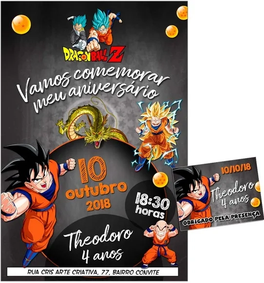 CONVITE DIGITAL C/TAG Dragon Ball Chalk