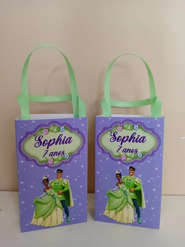 Sacolinhas Personalizadas A Princesa e o Sapo para Lembrancinhas