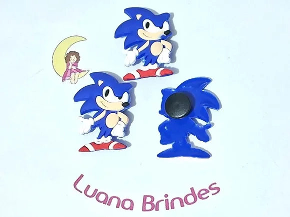 Pins de Crocs Sonic 4,2cm Emborrachado Pacotes com 6 Unidade