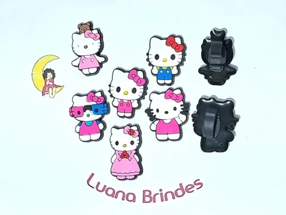 Pins para Cadarço Hello Kitty Emborrachado 6 Unidades