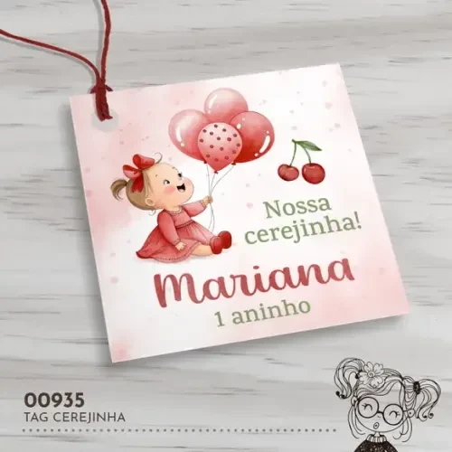 Tag Quadrada Cerejinha - 00935