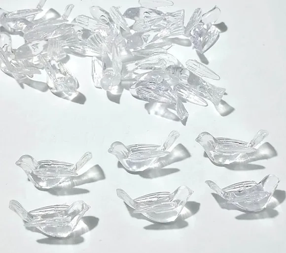 Aplique Pombinha Transparente 2cm Acrílico Pcts com 10 Peças