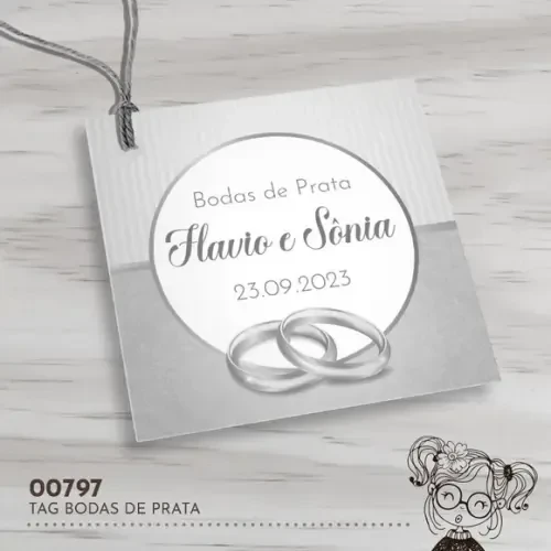 Tag Quadrada Bodas de Prata - 00797