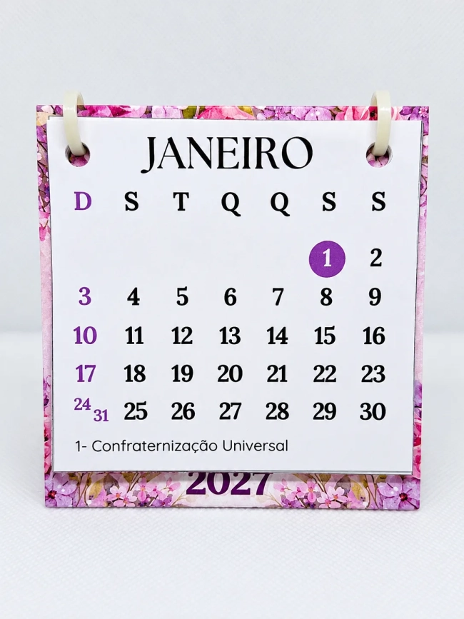 Calendário de Mesa 2027 - Floral