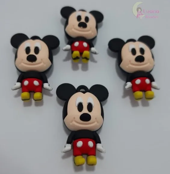 Pingente Mickey de Borracha - 4,6cm - Pct C/2 Unidades