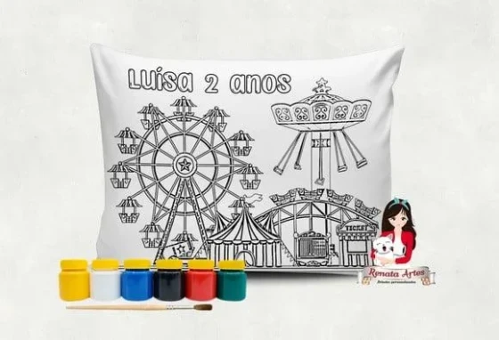 Almofada com Tinta para Colorir Parque de Diversões