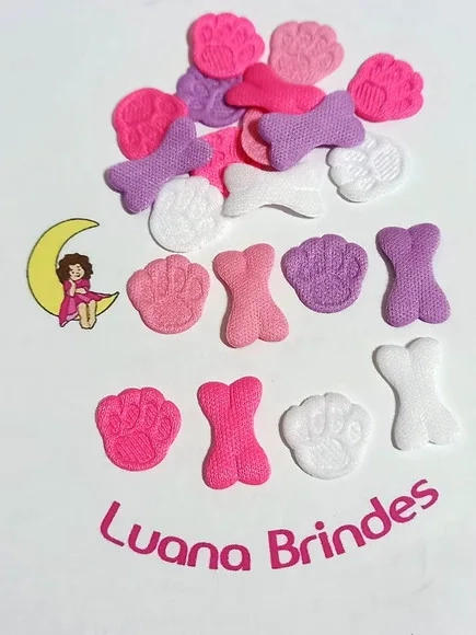 Apliques Patinha e Ossinho em Poliéster 15mm - 100 Unidades