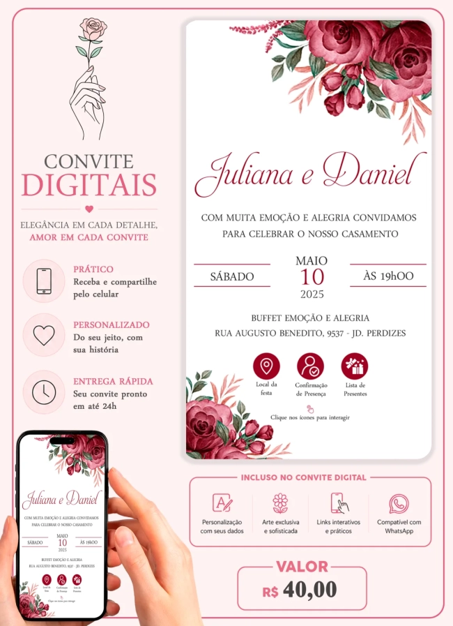 Convite de Casamento Digital