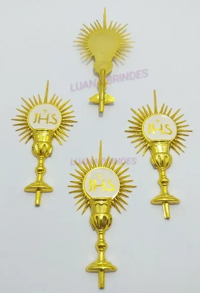 Aplique Religioso de Cálice em acrílico dourado-pct c/5 unid