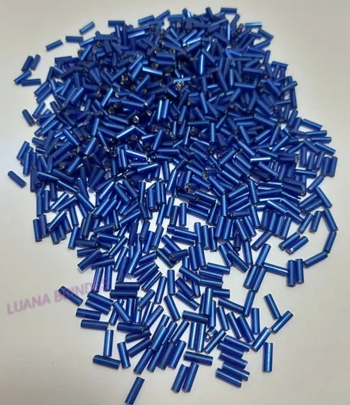 Canutilho Azul de acrílico - 3mm - pct com 50 gramas