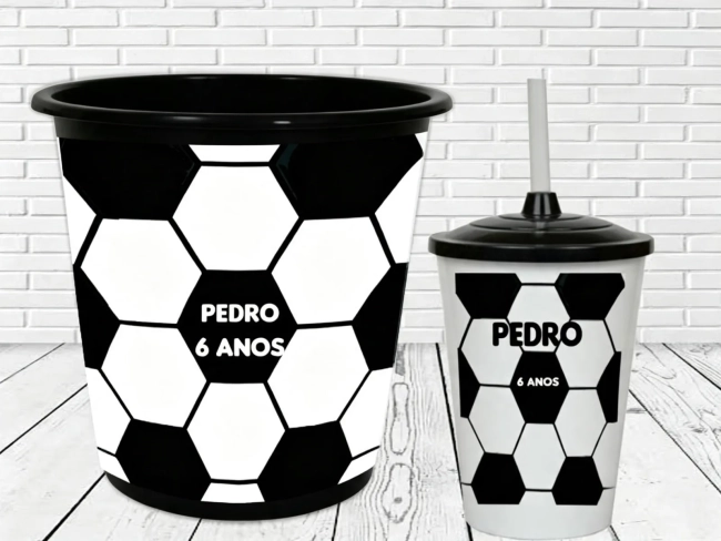 Kit Balde e Copo Twister personalizado Futebol
