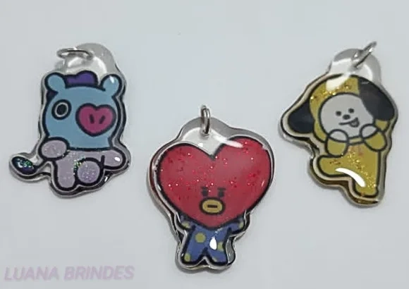 Pingentes Mascotes Bts de Resina - Pct C/6 Unidades