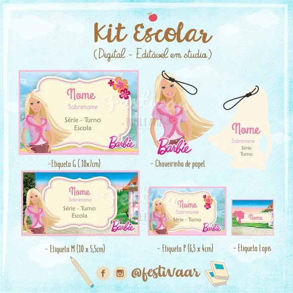 60 Etiquetas Escolares Personalizadas Prova D'agua