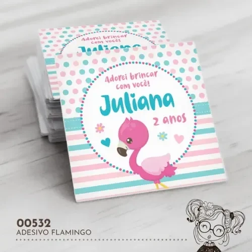 Adesivo Quadrado Flamingo - 00532