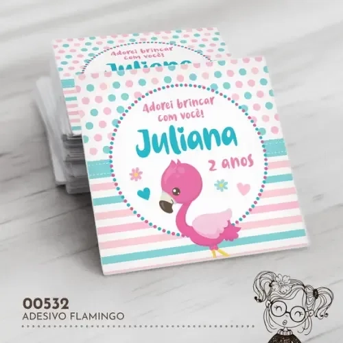 Adesivo Quadrado Flamingo - 00532
