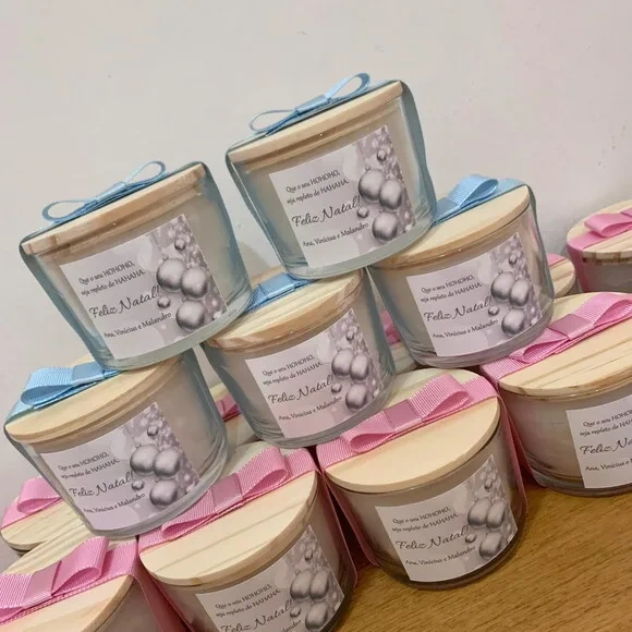 Lembrança Vela Vegetal Aromática Pote Vidro Natal