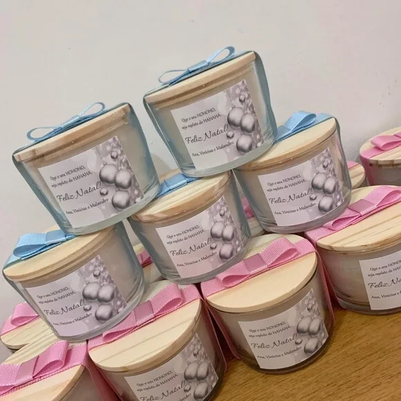 Lembrança Vela Vegetal Aromática Pote Vidro Natal