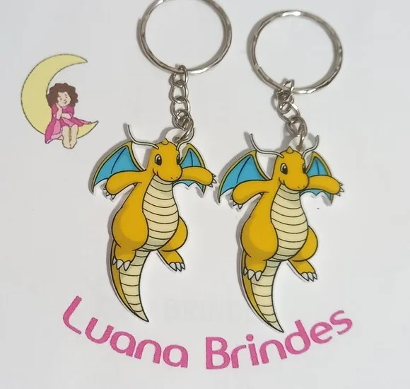 Chaveiro Dragonite em Acrílico Uv -3 Unidades