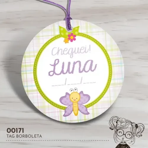 Tag Redonda Borboletinha - 00171