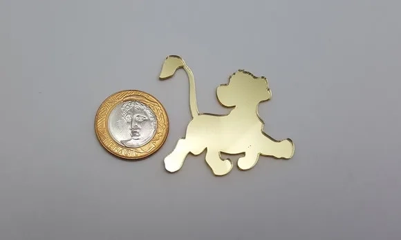 Aplique Do Rei Leão Em Acrílico Espelhado De 4,9cm- 4 Peças