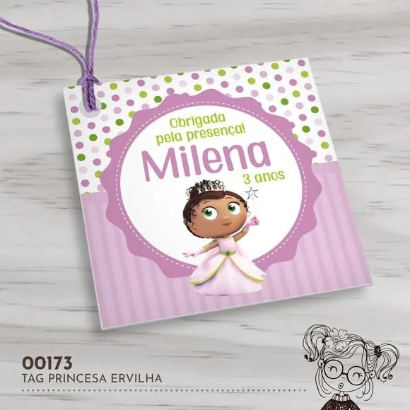 Tag Quadrada Princesa Ervilha - 00173